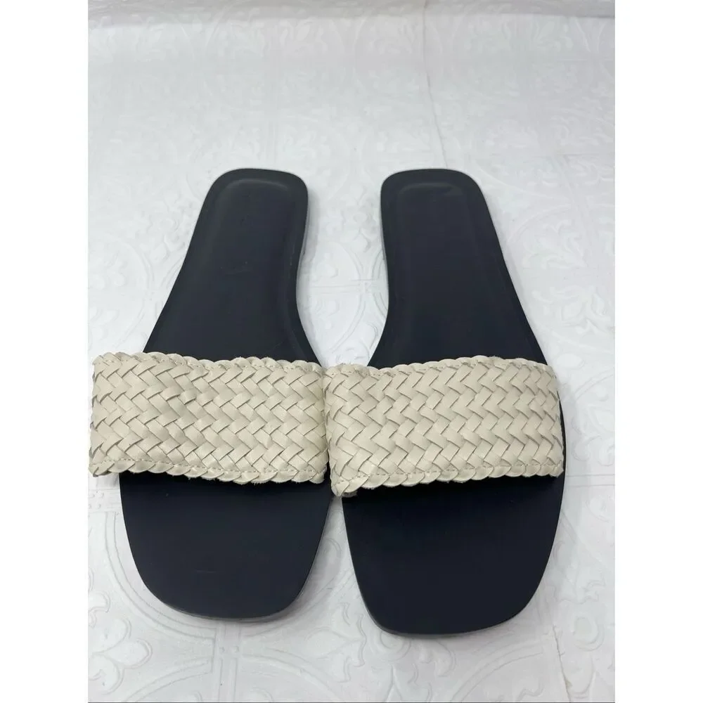 Madewell The Cora Slide Sandal in Woven Leather Sz 12